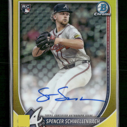 Spencer Schwellenbach 2025 Bowman Chrome Rookie Auto Yellow Refractor #/75