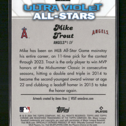 Mike Trout 2024 Topps Chrome #UV-3 Ultraviolet All-Stars