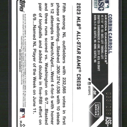Corbin Carroll 2023 Topps Update #ASG-34 2023 All-Star Game