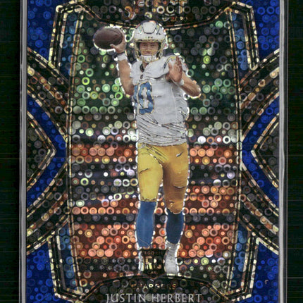 Justin Herbert 2020 Panini Select #244 Disco Blue Prizm #/25