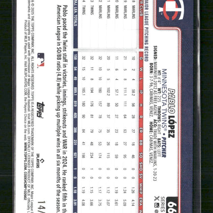 Pablo López 2025 Topps #662 Red White and Blue #/76