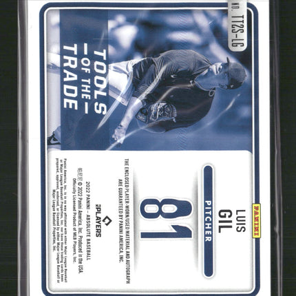Luis Gil 2022 Panini Absolute Tools of the Trade 2 Swatch Signatures Retail #/99