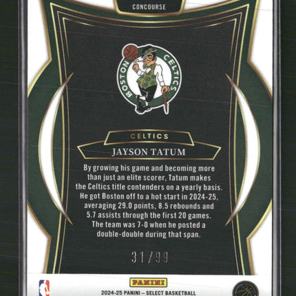Jayson Tatum 2024-25 Panini Select #2 Blue Disco Prizm #/99