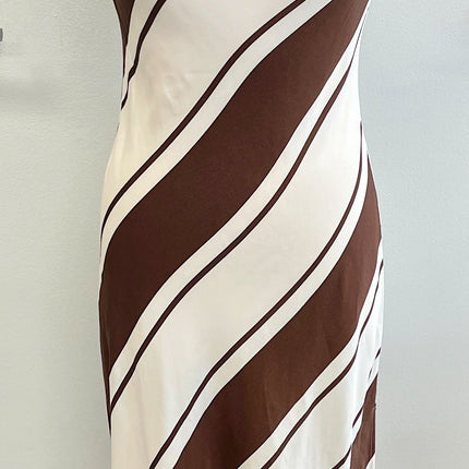 Brown/Ivory Sleeveless Dress