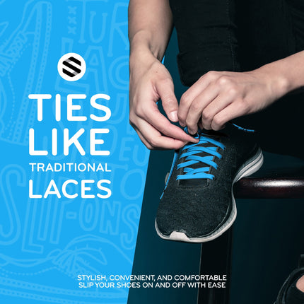 Neon Blue Flat Elastic Stretch Shoe Laces