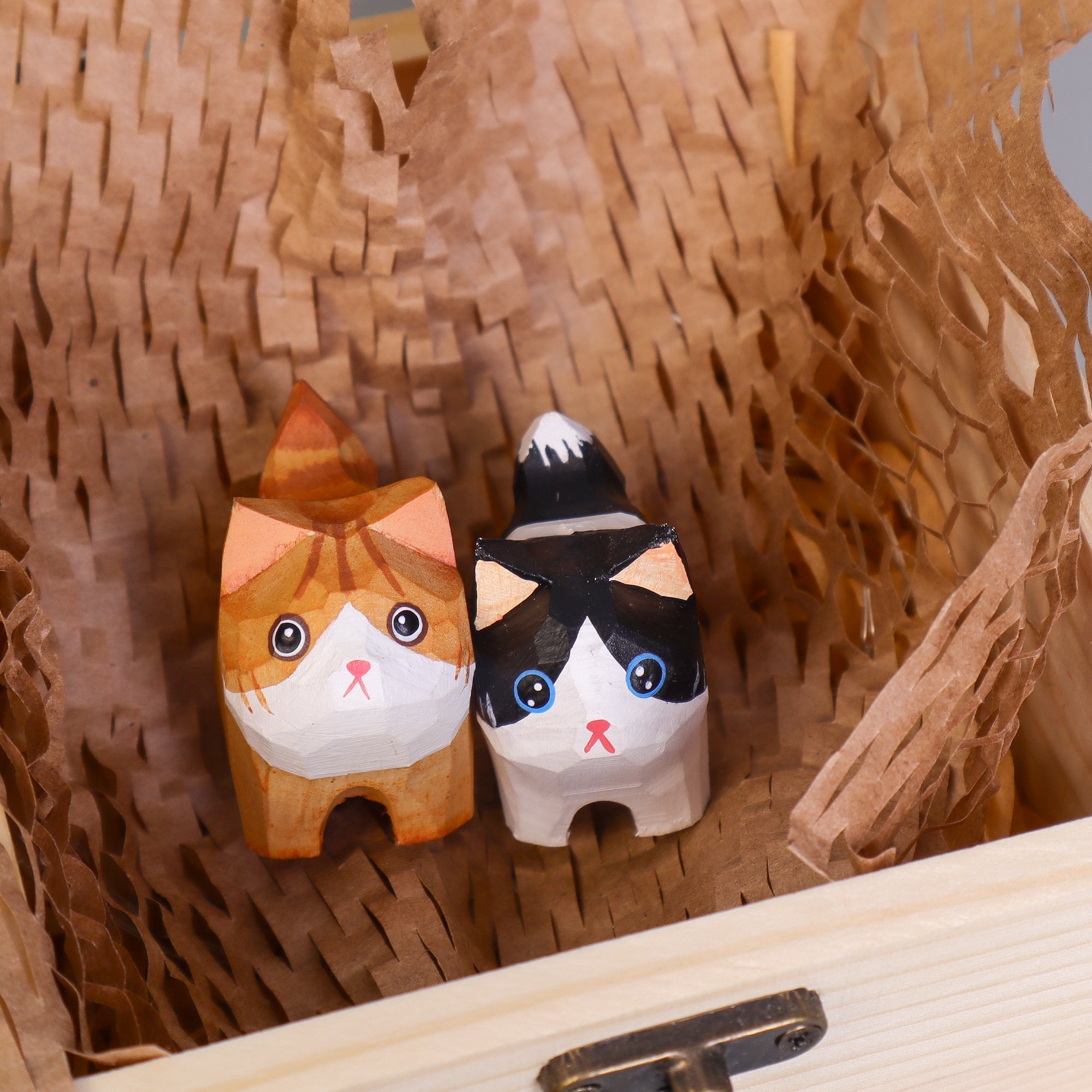 Hand-Carved Wooden Cats, Personalized Gift for Cat Lovers