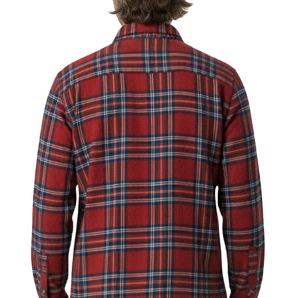 Men's Heathered Fleece Overshirt with Chest Pockets and Tortoise-shell patterned Buttons