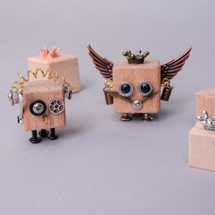 DIY Timberbot Kit – Build 2 Wooden Robots, Make Keychains & Necklaces