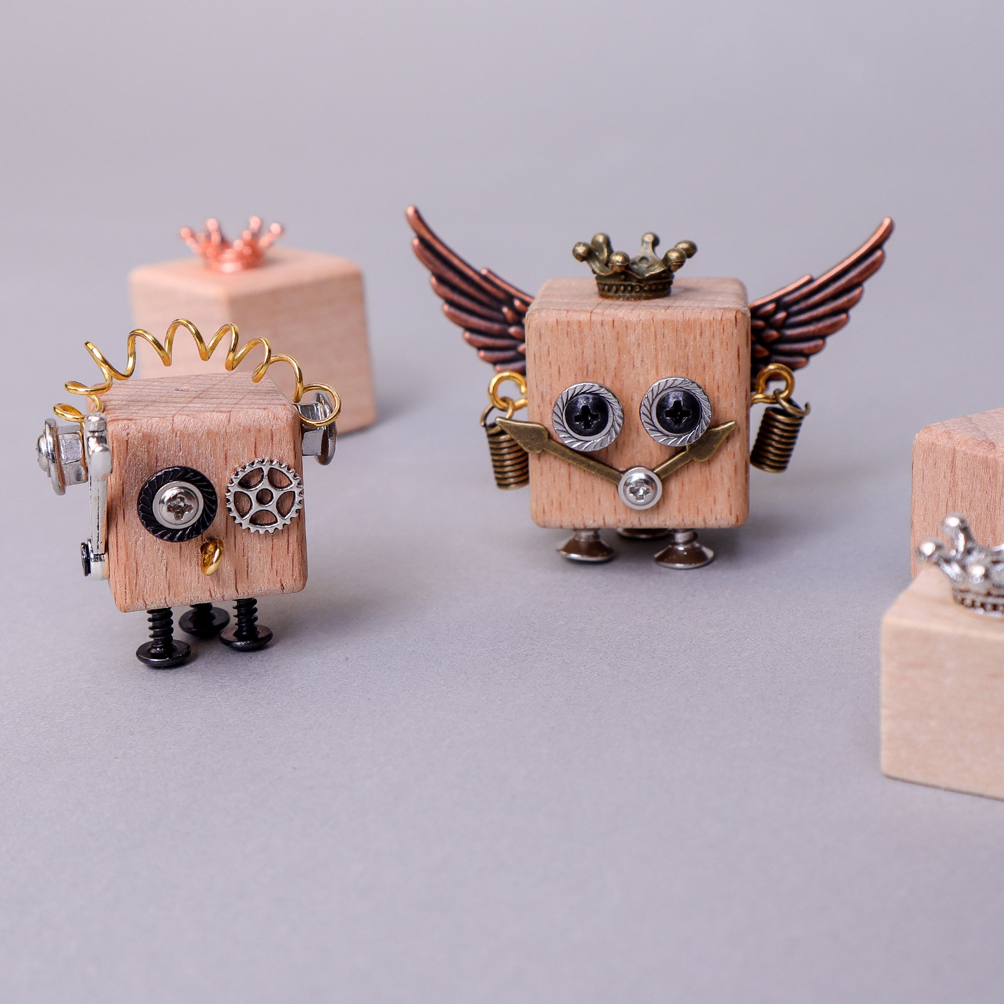 DIY Timberbot Kit – Build 2 Wooden Robots, Make Keychains & Necklaces