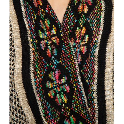 Women's Fringed Jacquard Weave Open Front Long Cardigan