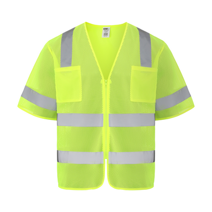 Kiwi High Visibility ANSI/ISEA 107-2020, Type R, Class 3 Dual Band Neon Short Sleeve Safety Vest [72200]