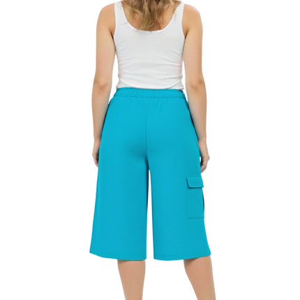 Women's 100% Calcutta Cotton Split Skirt Culottes with Cargo Pockets