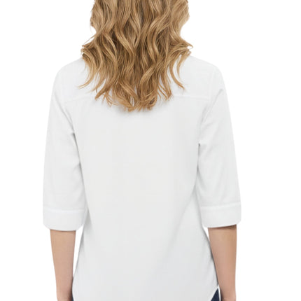 Womens Regular Fit 3/4 Sleeve Button Down Collared Camp Shirt