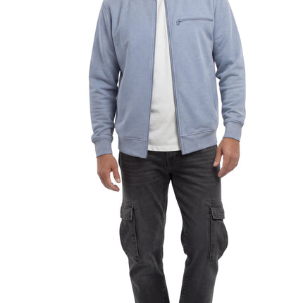 Men's Classic Zip-Up Baseball Fleece Jacket in Lightweight Cotton Blend Fabric with Sporty Edge