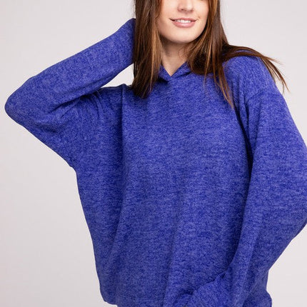 Hooded Brushed Melange Hacci Sweater