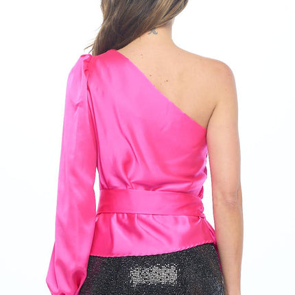 Fuchsia One Shoulder Top w/ Tie