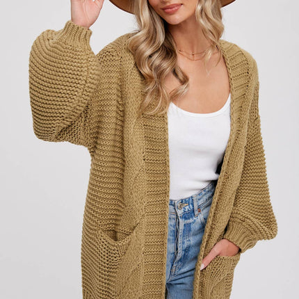 Chunky Cable knit Cardigan-Chocolate
