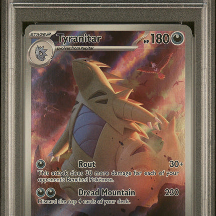 Tyranitar 2023 Pokemon Pal En-Paldea Evolved #222 Illustration Rare PSA 9