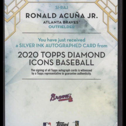 Ronald Acuña Jr. 2020 Topps Diamond Icons #SI-RAJ Silver Ink Autographs #/25