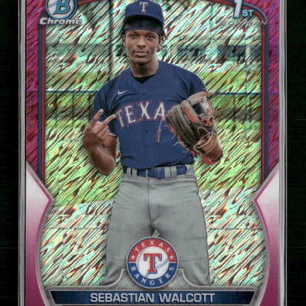 Sebastian Walcott 2023 Bowman Chrome Prospects Fuchsia Shimmer Refractor #/199