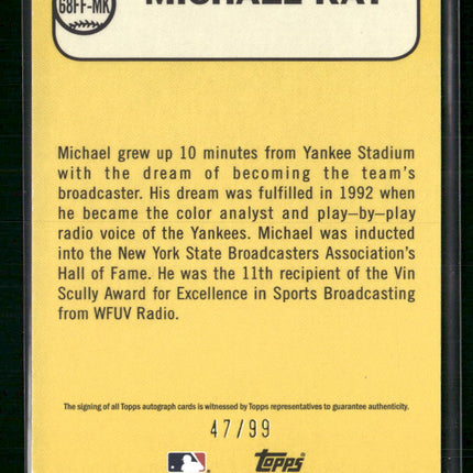 Michael Kay 2024 Topps Archives Fan Favorite Auto Green Foilboard #/99