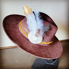 White Turquoise Gold Feather and Tan Lace