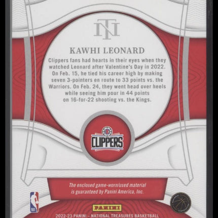 Kawhi Leonard 2022-23 Panini National Treasures Treasured Threads Prime #/25