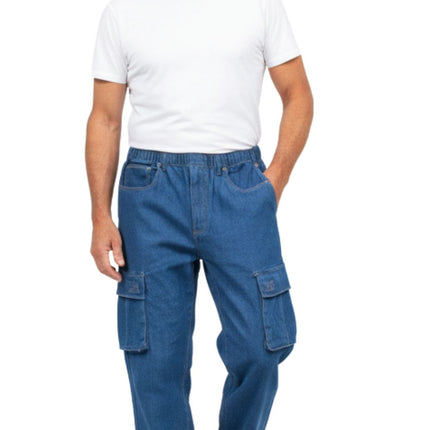 Men’s Double Cargo Pocket Pull-On Jeans – Rugged Cargo Pants in Cotton Blend Fabric