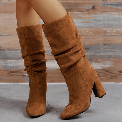 European & American Slip-On High Heel Fashion Boots – Women’s Elegant Booties
