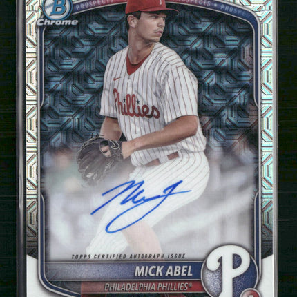 Mick Abel 2025 Bowman #BMA-MA Chrome Prospects Autographs Mojo Refractor