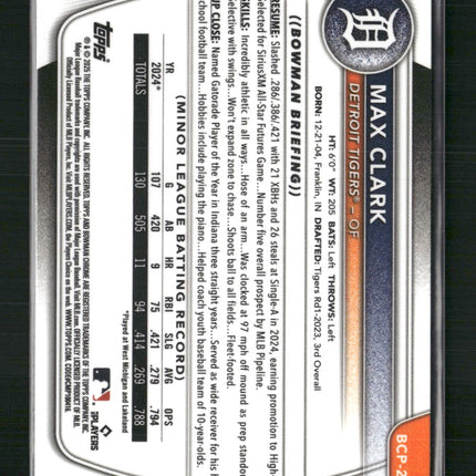 Max Clark 2025 Bowman #BCP-24 Chrome Prospects Purple Refractor #/250
