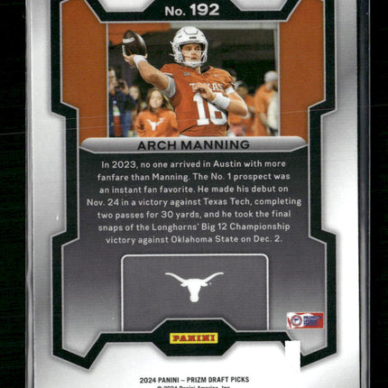 Arch Manning 2024 Panini Prizm Draft Picks #192 Red Ice