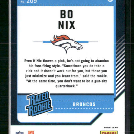 Bo Nix 2024 Donruss Optic #209 Blue Velocity