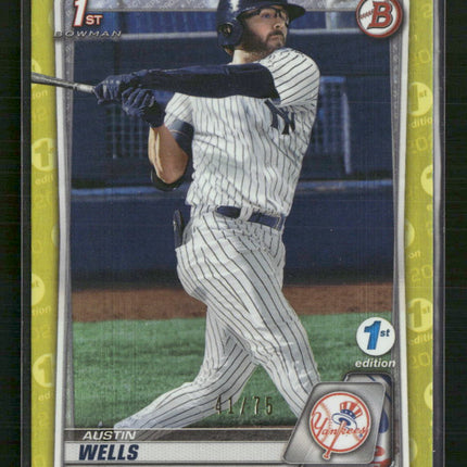 Austin Wells 2020 Bowman Draft #BD-56 Yellow #/75