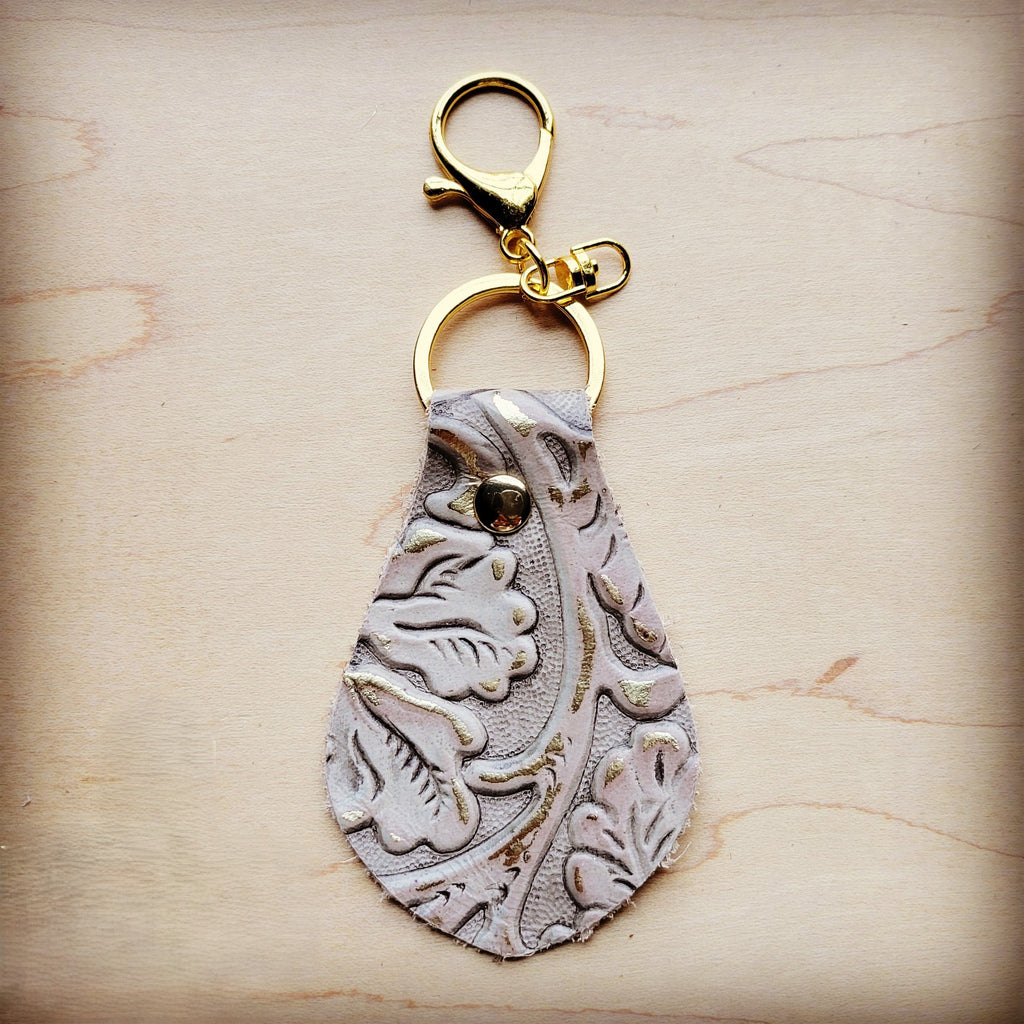 Embossed Leather Key Chain -Gilded Cowboy 702k