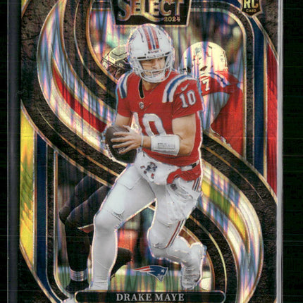 Drake Maye 2024 Panini Select #113 Red & Blue Prizm Shock