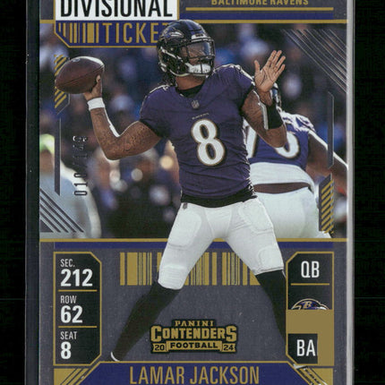 Lamar Jackson 2024 Panini Contenders #7 Divisional Ticket #/149