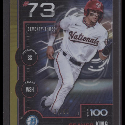 Seaver King 2025 Bowman #BTP-73 Bowman Scouts Top 100 Gold Refractor #/50