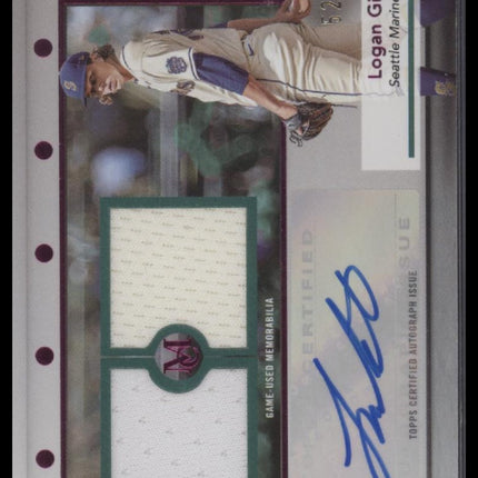 Logan Gilbert 2024 Topps #SWDRA-LG Single Player Auto Dual Relic Pink #/99