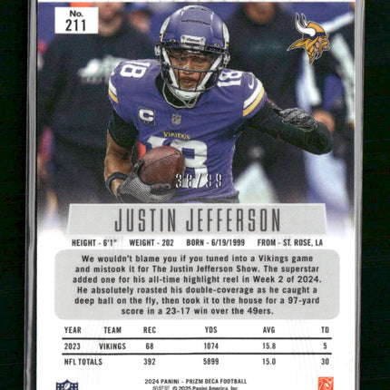 Justin Jefferson Minnesota Vikings #211 2024 Panini Prizm Rookie