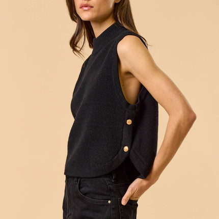 Black Mock Neck Sleeveless Sweater