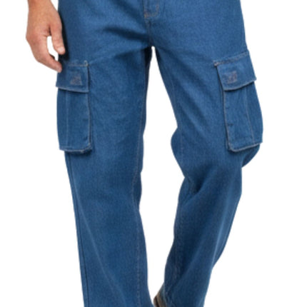 Men’s Double Cargo Pocket Pull-On Jeans – Rugged Cargo Pants in Cotton Blend Fabric