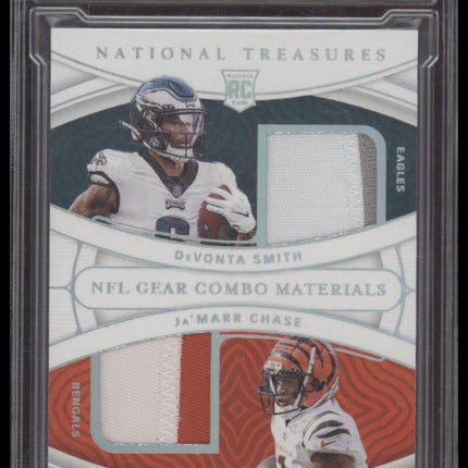 DeVonta Smith / Ja'Marr Chase 2021 National Treasures Rookie Gear /25 Graded 9
