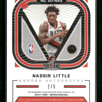 Nassir Little 2020-21 Panini Obsidian #AU-NAS Aurora Autographs #/5