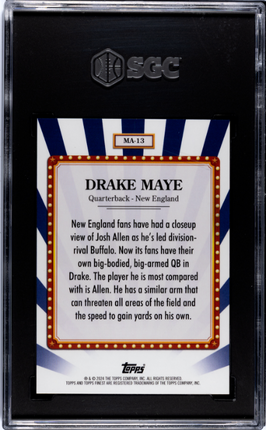 Drake Maye 2024 Topps Finest #MA-13 Main Attraction SGC 10