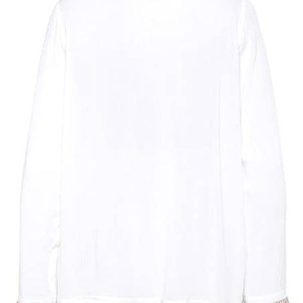 Crochet Trim V-Neck Blouse