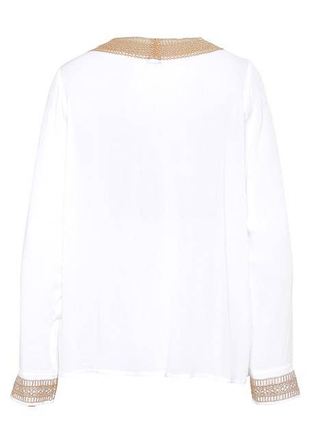 Crochet Trim V-Neck Blouse