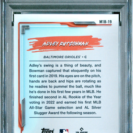 Adley Rutschman 2024 Bowman Chrome Mega Box #19 My 1st Bowman-Gold Ref PSA 10