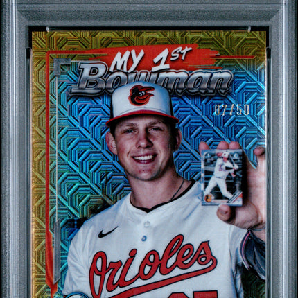 Adley Rutschman 2024 Bowman Chrome Mega Box #19 My 1st Bowman-Gold Ref PSA 10