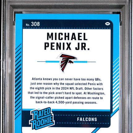 Michael Penix Jr. 2024 Panini Donruss #308 Optic Preview PSA 8